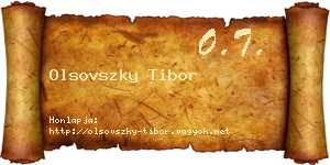 Olsovszky Tibor névjegykártya